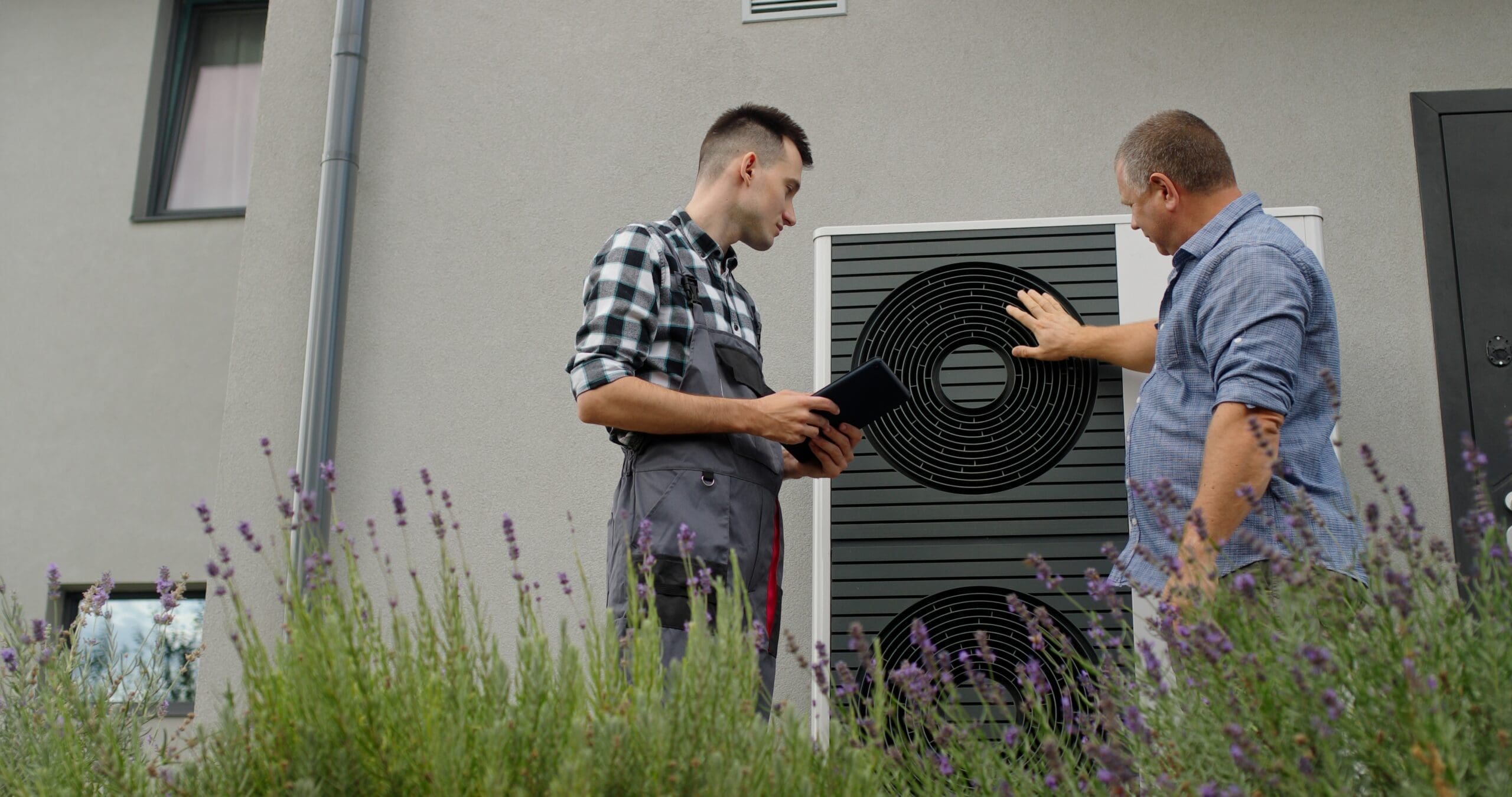 HVAC technician and homeowner