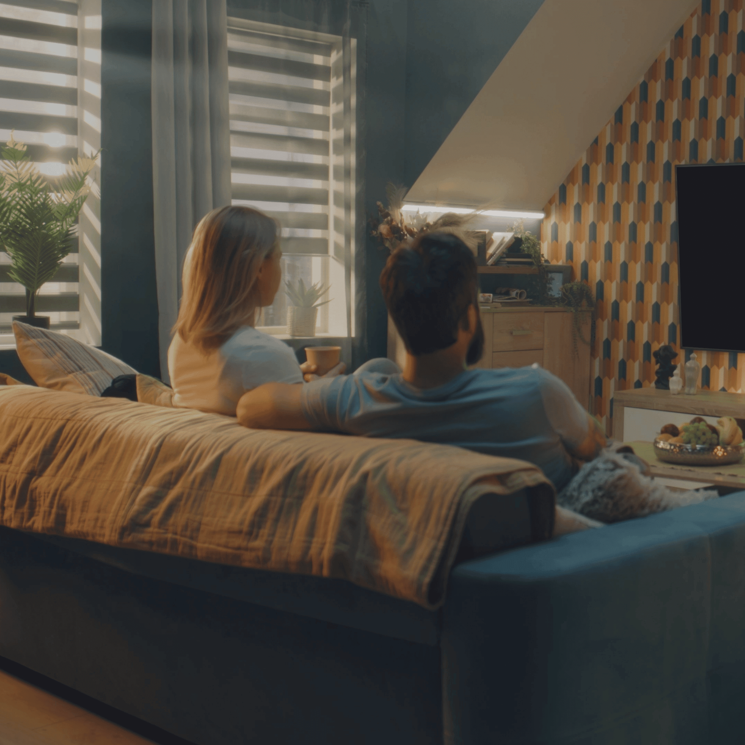 Couple watching television